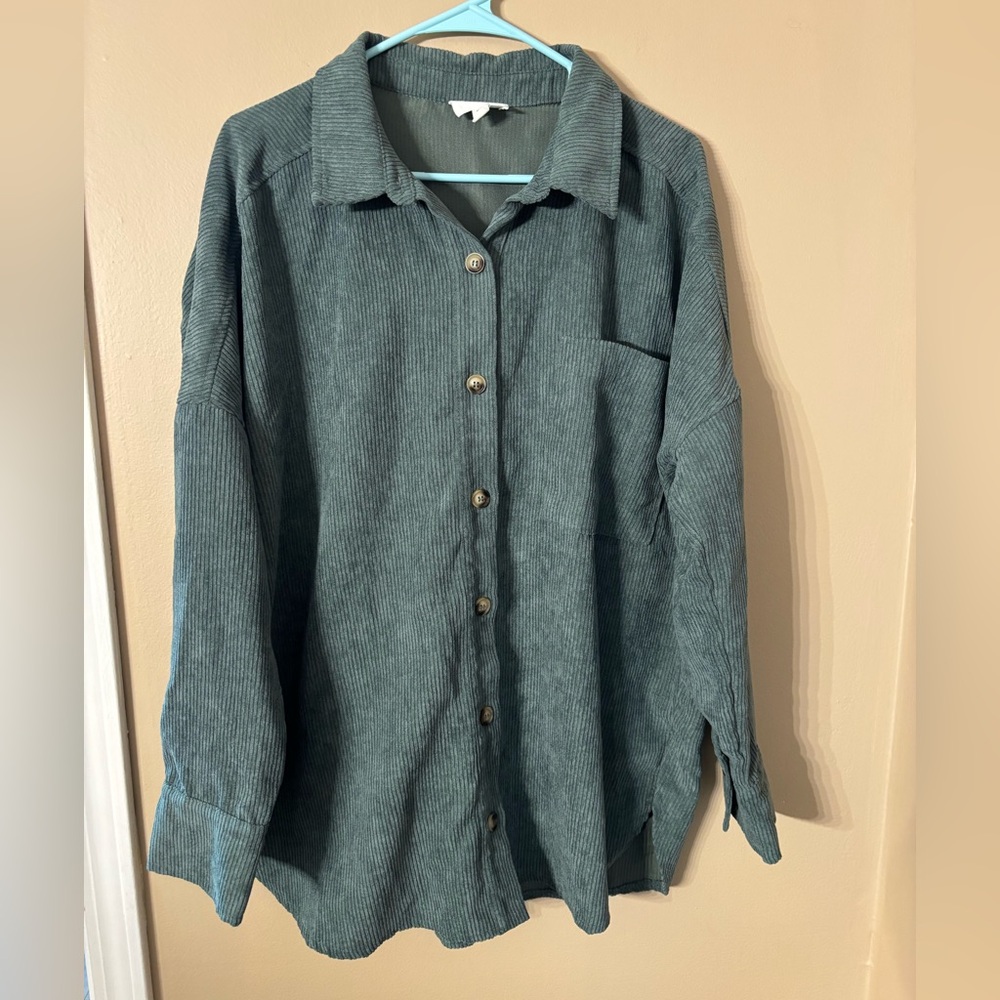 HEYSON women’s Large green corduroy button up